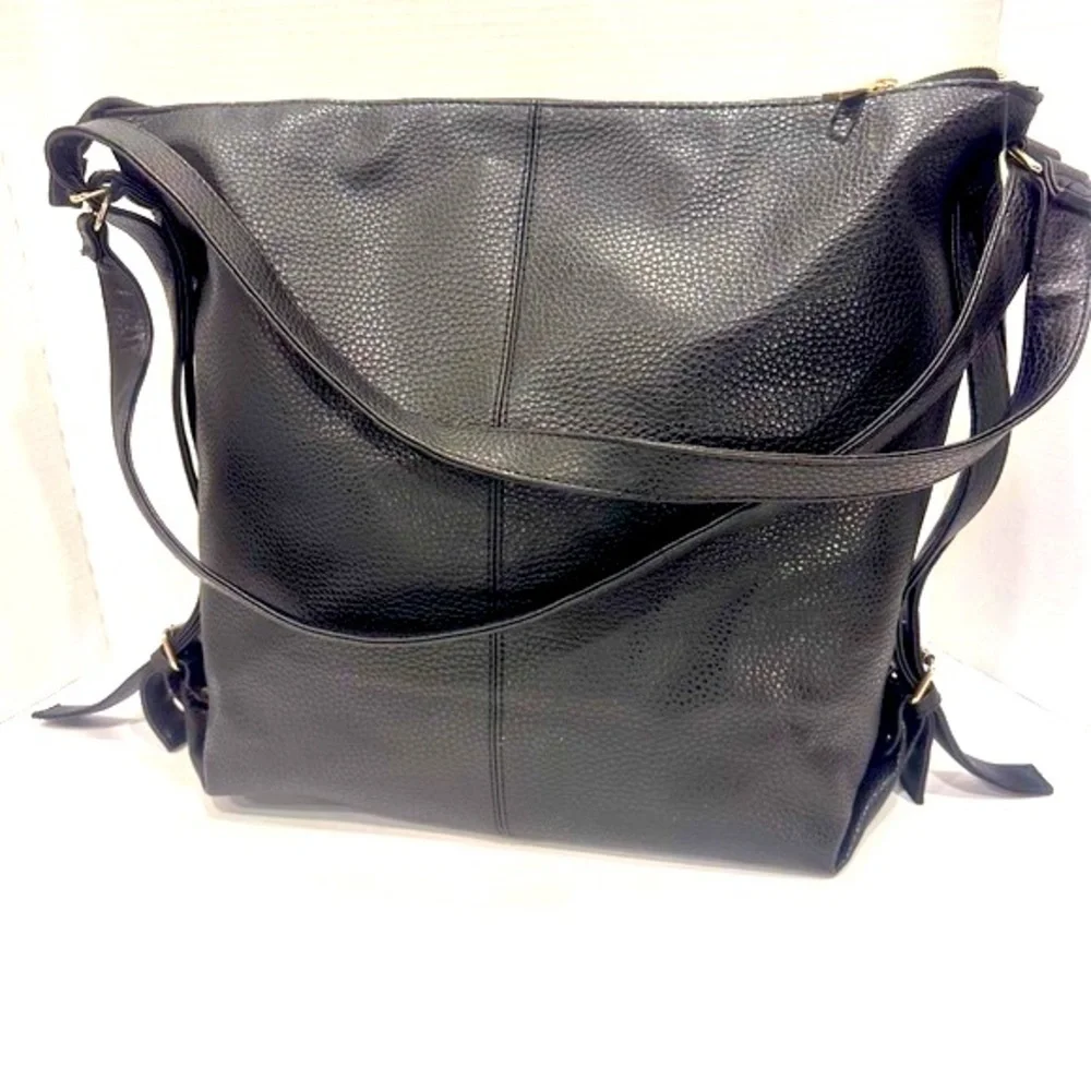 Women’s black purse satchel shoulder bag oversized purse new pebbled leather